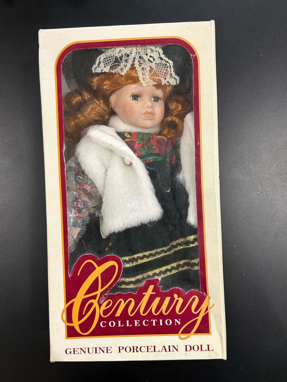 Century Collection Porcelain Doll - Red Hair, White Coat